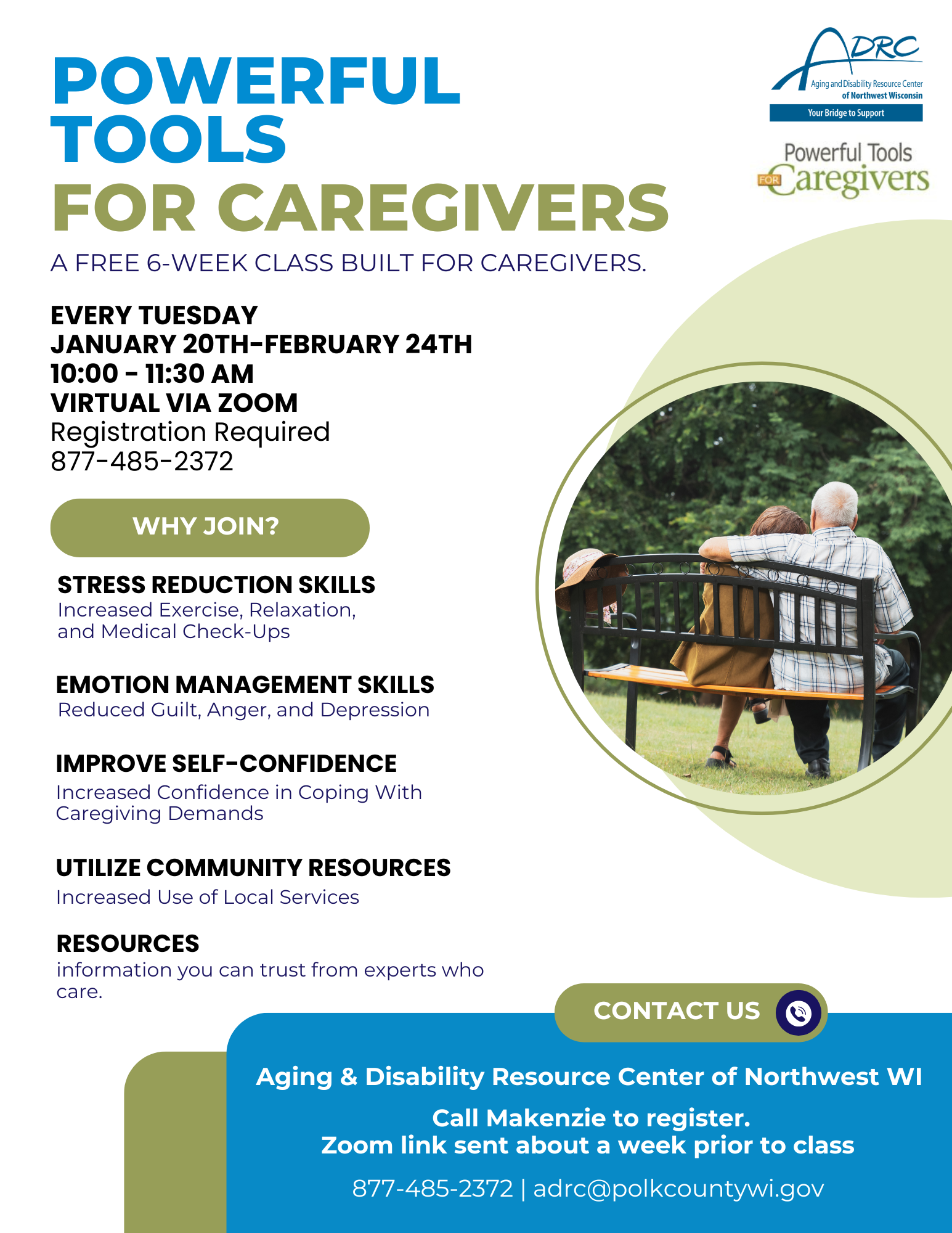 A flyer for Powerful Tools for Caregivers .